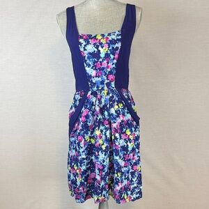 Xhilaration Navy Floral Sun Sleeveless Dress